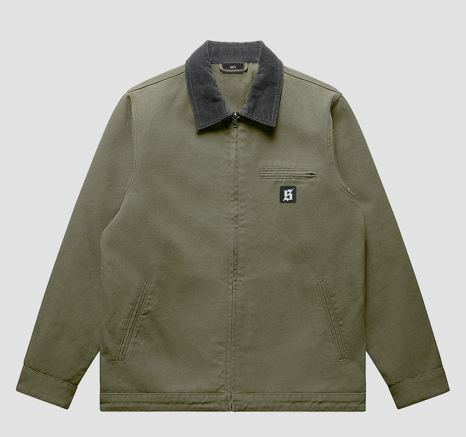Green heavy workwear jacket work chore jacket